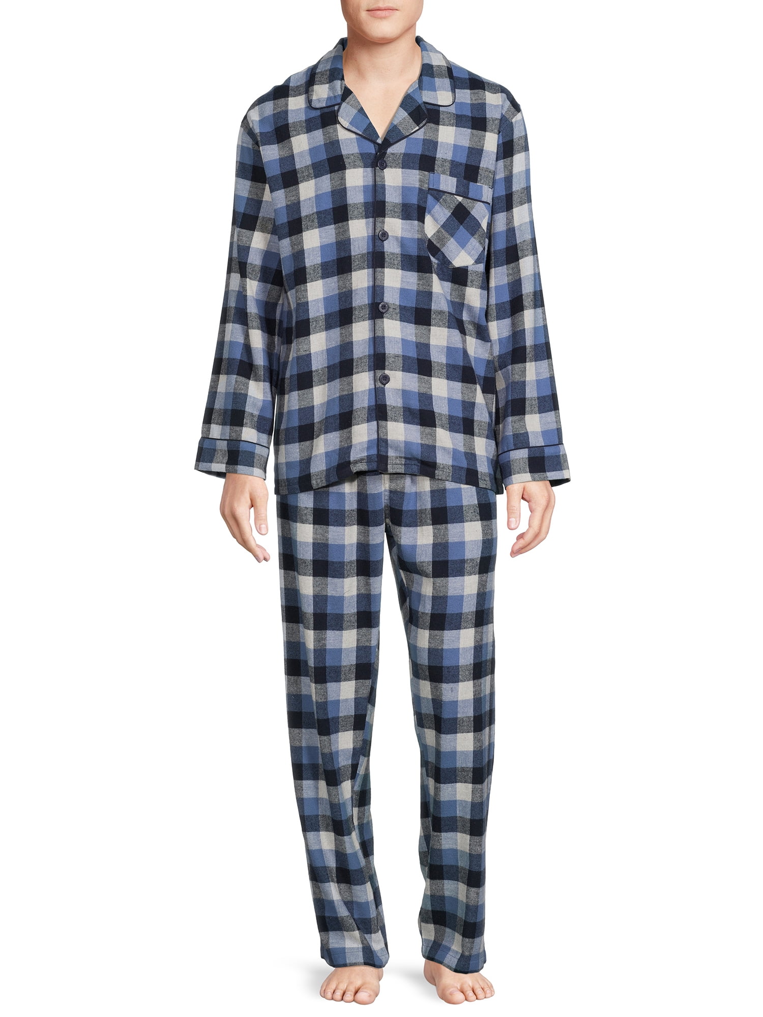 Hanes Men's and Big Men’s 100% Cotton Flannel Pajama Set, 2-Piece ...