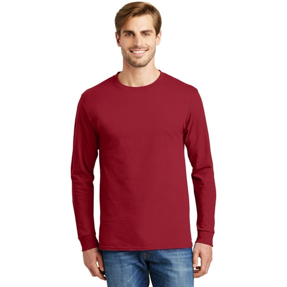 Hanes Men's and Big Men's Authentic Long Sleeve Tee, up to Size 3XL