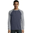 thumbnail image 1 of Hanes Men's and Big Men's Beefy Heavyweight Long Sleeve Three-Button Henley, Up To Size 3XL, 1 of 4