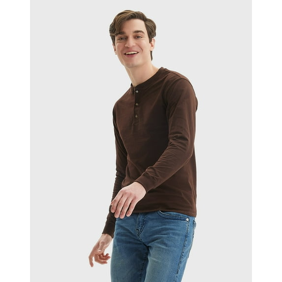 Men's Hanes® Beefy Heavyweight Henley Color: Dark Truffle Size: M