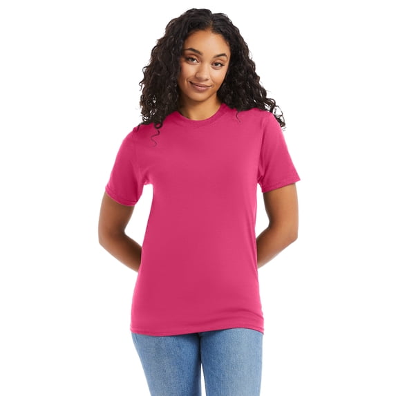 Hanes Beefy-T Unisex Short Sleeve T-Shirt Wow Pink L