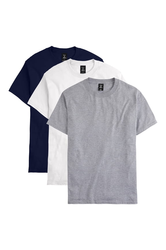 Men's & Big Men's Beefy Tee Shirt Unisex Heavyweight Cotton T-Shirt, 3- Pack, Sizes S-6XL