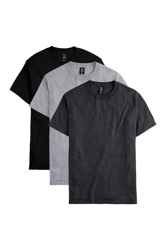 Men's & Big Men's Beefy Tee Shirt Unisex Heavyweight Cotton T-Shirt, 3- Pack, Sizes S-6XL