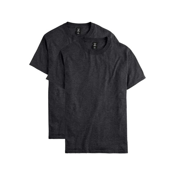 Hanes Beefy-T Men's Heavyweight Cotton T-Shirt, Value 2-Pack (Big & Tall Sizes) Charcoal Heather 2XT