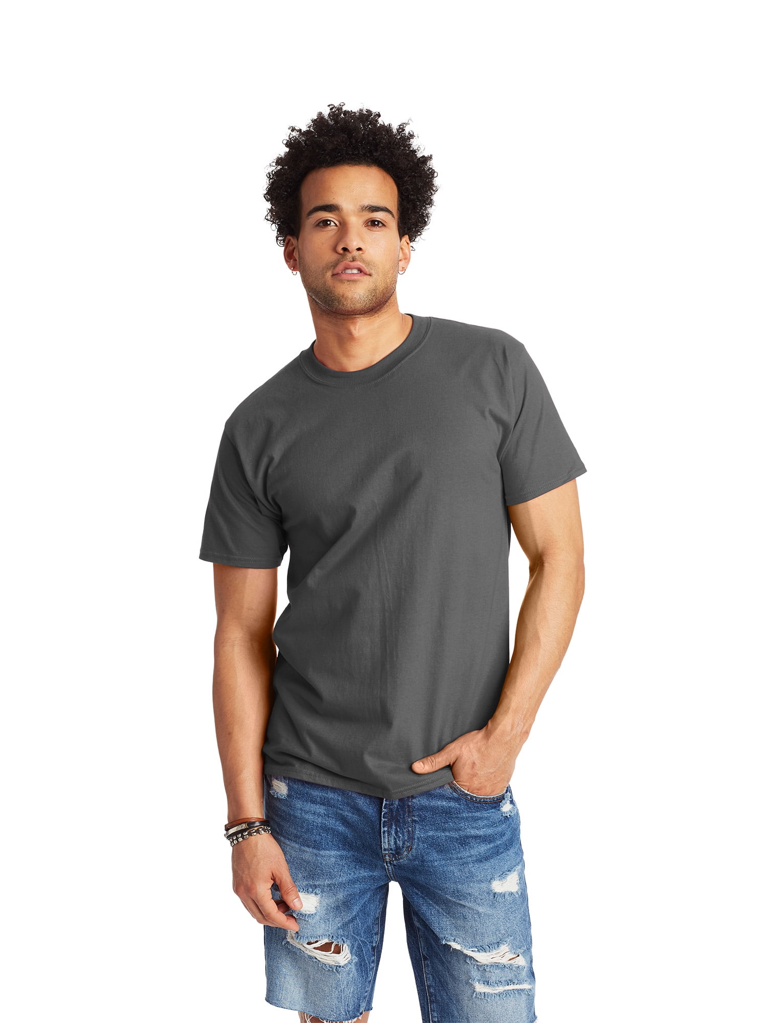 Hanes Men's and Big Men's Beefy Tee with Short Sleeves, Sizes S-6XL ...