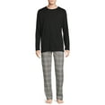 thumbnail image 1 of Hanes Men's and Big Men's ComfortSoft Long Sleeve Crew & Cotton Flannel Pant Pajama Set, 1 of 6