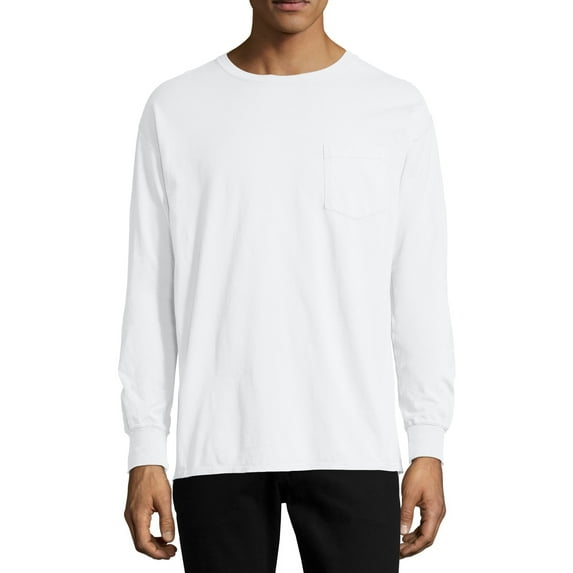 Hanes Comfortwash Garment Dyed Long Sleeve Tee Shirt with Pocket, Men's Sizes S-3XL
