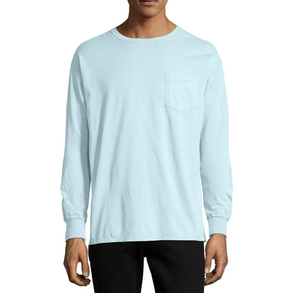 Hanes Comfortwash Garment Dyed Long Sleeve Tee Shirt with Pocket, Men's Sizes S-3XL