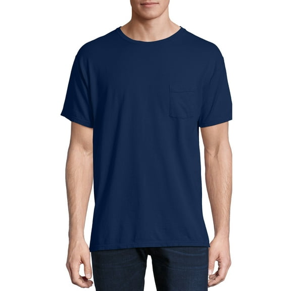 Hanes Men's and Big Men's ComfortWash Short Sleeve Pocket Tee, Up To Size 3XL