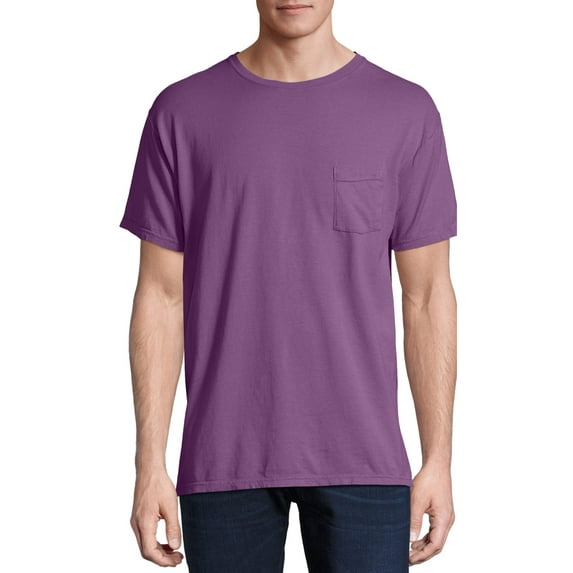 Hanes Men's and Big Men's ComfortWash Short Sleeve Pocket Tee, Up To Size 3XL