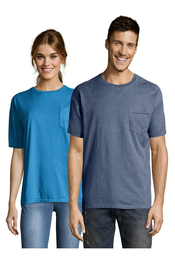 Pocket T-Shirt Unisex Garment Dyed Cotton Short Sleeve Tee Crewneck Ringspun Cotton