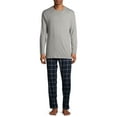 thumbnail image 1 of Hanes Men's and Big Men's Comfortsoft Long Sleeve Crew and Cotton Flannel Pajama Pants Set, 2-Piece, 1 of 4