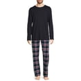 thumbnail image 1 of Hanes Men's and Big Men's ComfortSoft Long Sleeve Crew & Cotton Flannel Pant Pajama Set, 1 of 6