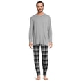 thumbnail image 1 of Hanes Men's and Big Men's Comfortsoft Long Sleeve Crew and Cotton Flannel Pajama Pants Set, 2-Piece, 1 of 5