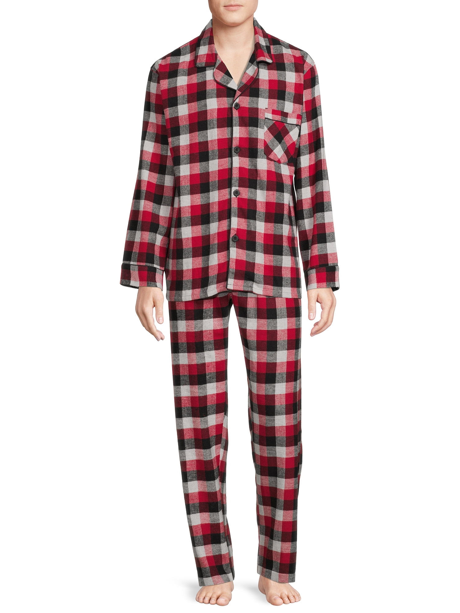 Hanes Men's and Big Men’s 100 Cotton Flannel Pajama Set, 2Piece