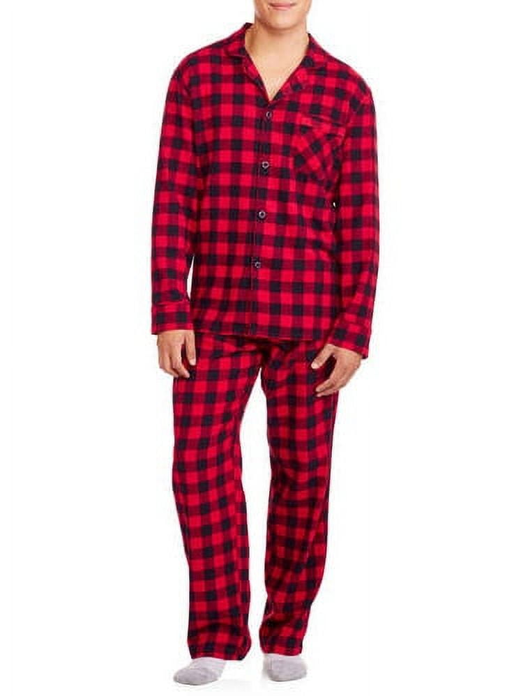 St. John's Bay Mens Long Sleeve 2-pc. Pant Flannel Pajama Set, Color:  Redwhite Plaid Mix - JCPenney