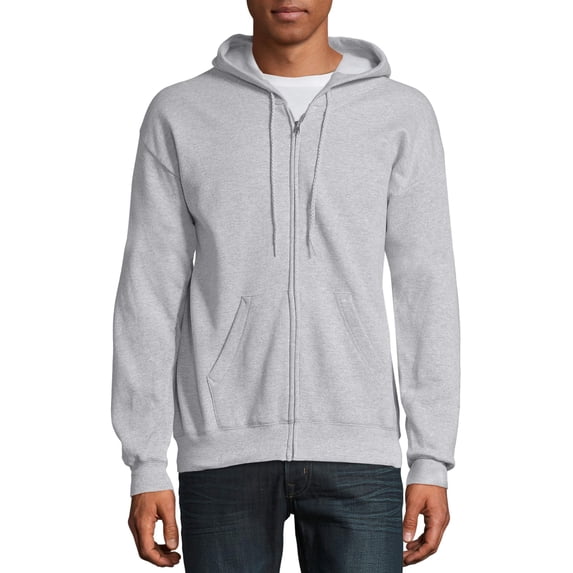 Hanes Men's and Big Men's Ecosmart Fleece Full Zip Hooded Jacket, up to Size 3XL
