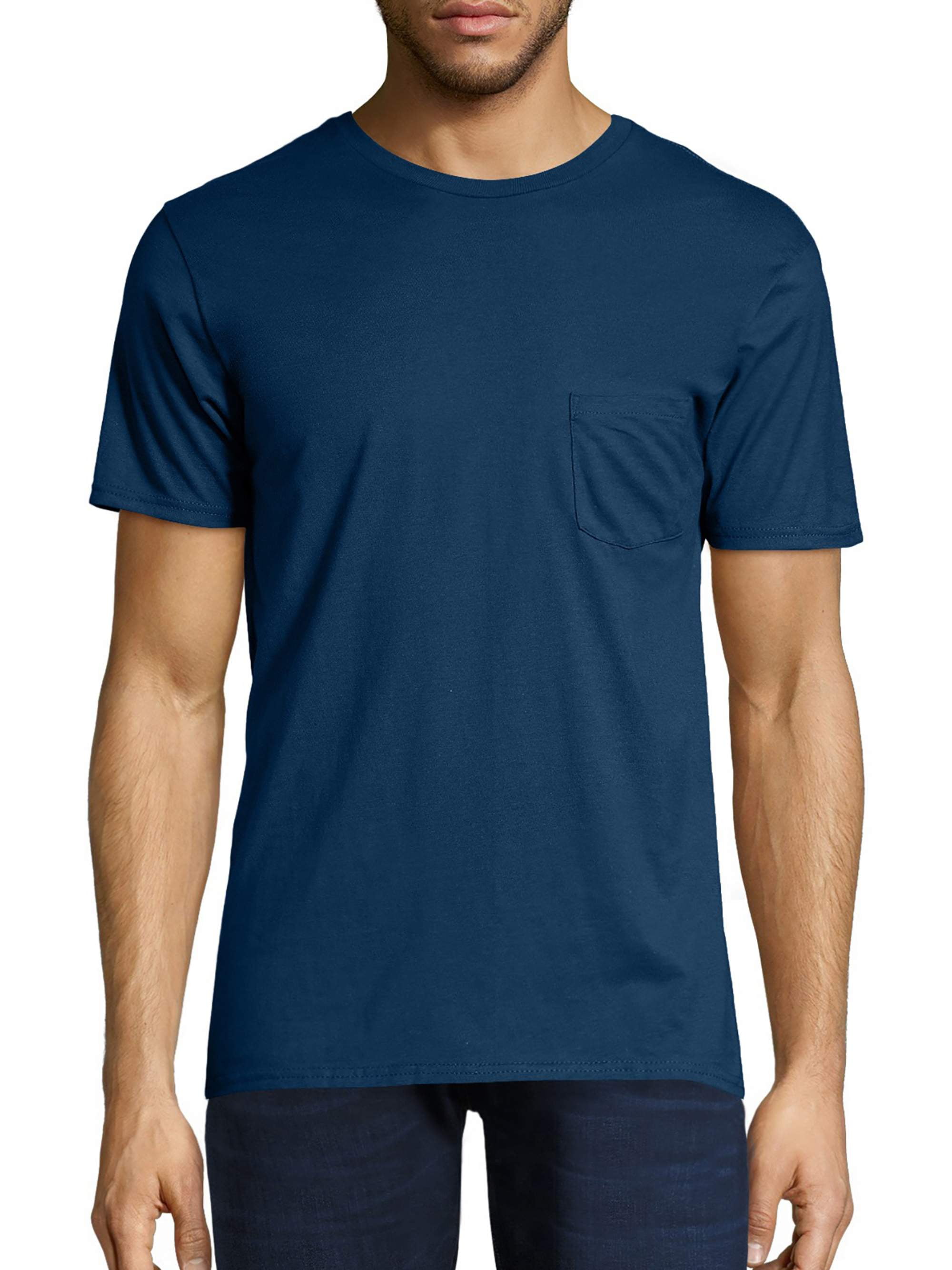 Hanes Men's and Big Men's Nano-T Short Sleeve Pocket Tee, Up To Size ...