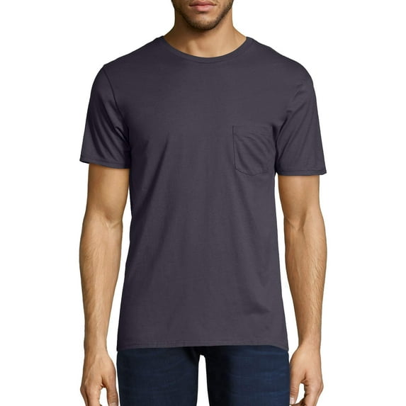Hanes Men's and Big Men's Nano-T Short Sleeve Pocket Tee, Up To Size 3XL