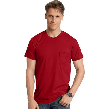 Hanes Men's and Big Men's Nano-T Short Sleeve Pocket Tee, Up To Size 3XL