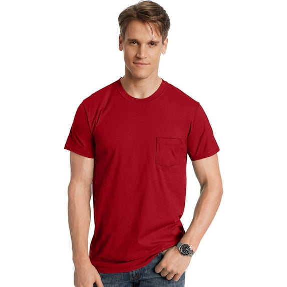 Hanes Men's and Big Men's Nano-T Short Sleeve Pocket Tee, Up To Size 3XL