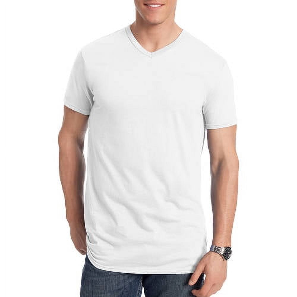 Hanes Men's and Big Men's Nano-T Short Sleeve V-Neck, Up To Size 3XL ...