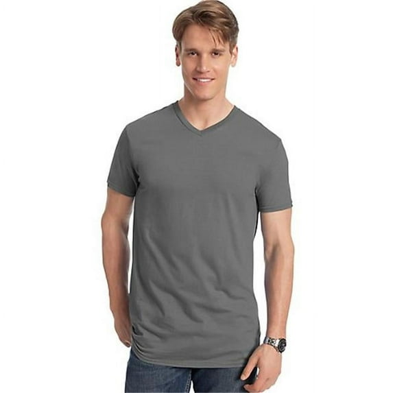 Hanes Men's and Big Men's Nano-T Short Sleeve V-Neck, Up To Size 3XL
