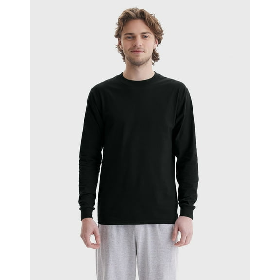 Hanes Beefy Men's Long Sleeve T-Shirt, Cotton Black 2XL