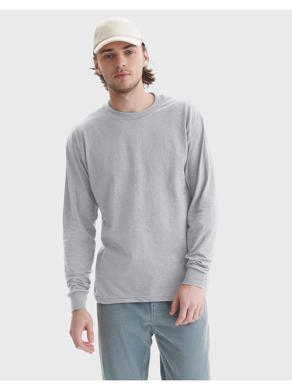 Beefy Men's Long Sleeve T-Shirt, Cotton Light Steel L