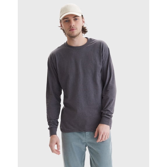 Hanes Beefy-T Unisex Long Sleeve T-Shirt Charcoal Heather XL