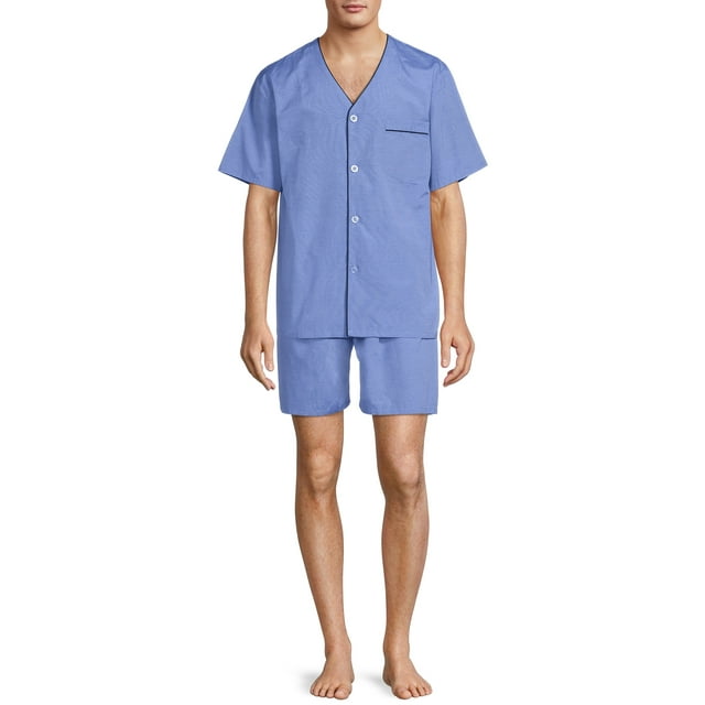 Find Your Perfect Hanes Men's and Big Men's Short Sleeve Top and Shorts Woven Pajama Set, Sizes