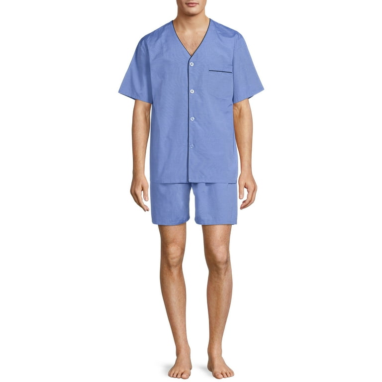 Hanes Men's and Big Men's Short Sleeve Top and Shorts Woven Pajama Set,  Sizes S-5XL 