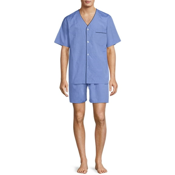 Hanes Men's and Big Men's Short Sleeve Top and Shorts Woven Pajama Set, Sizes S-5XL