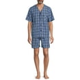 thumbnail image 1 of Hanes Men's and Big Men's Short Sleeve Top and Shorts Woven Pajama Set, Sizes S-5XL, 1 of 5