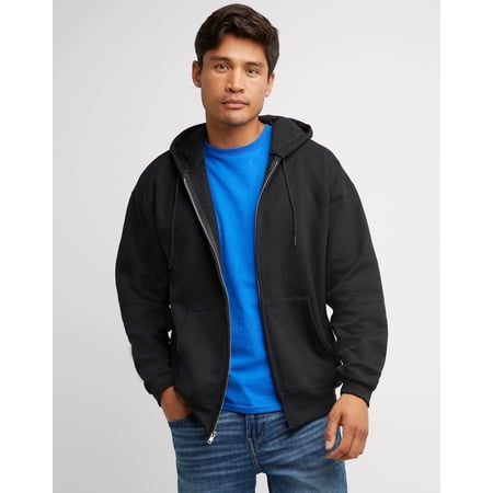 Hanes Ultimate Men's Full-Zip Heavyweight Fleece Hoodie Black 3XL