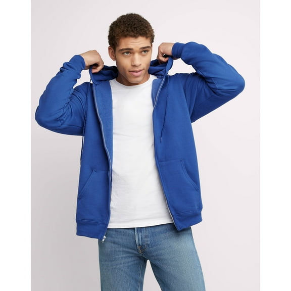 Hanes Ultimate Men's Full-Zip Heavyweight Fleece Hoodie Deep Royal 3XL
