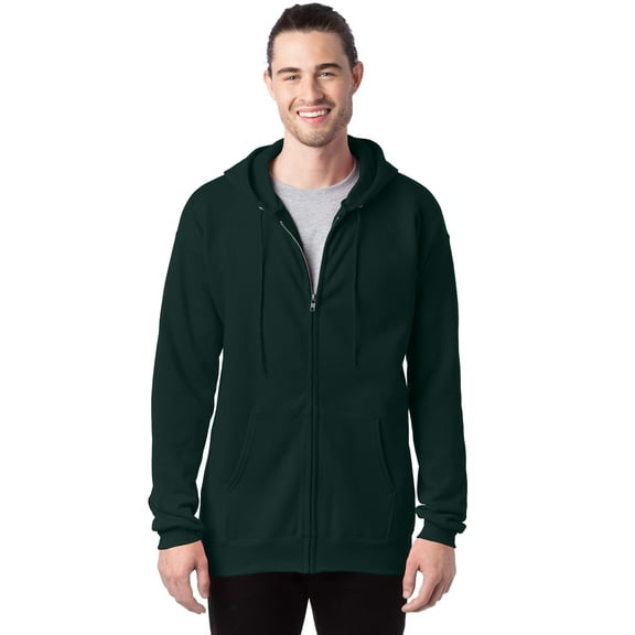 Hanes Ultimate Men's Full-Zip Heavyweight Fleece Hoodie Deep Forest S