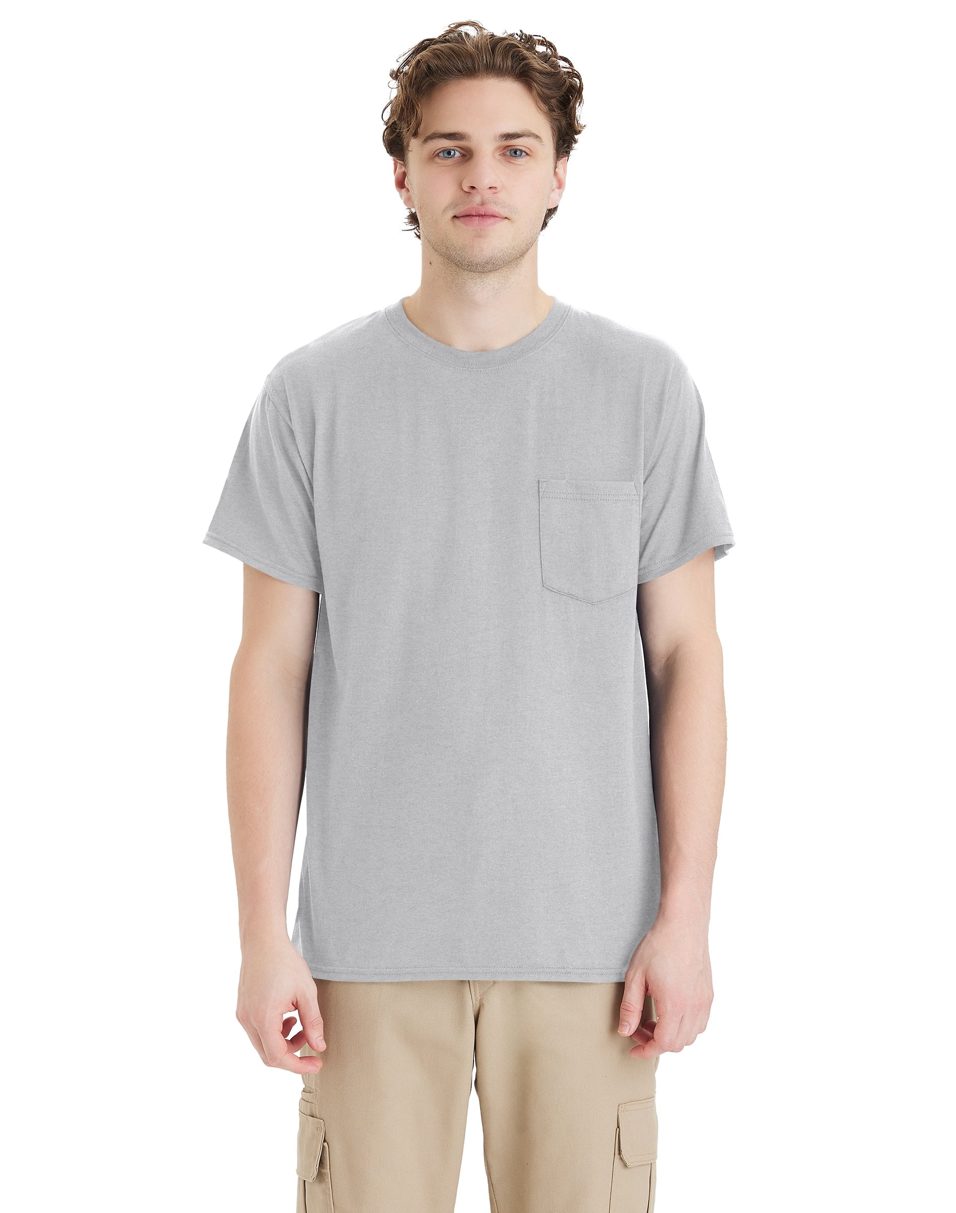 Hanes Workwear X-Temp Men's Pocket T-Shirt, 2-Pack Light Steel 3XL ...