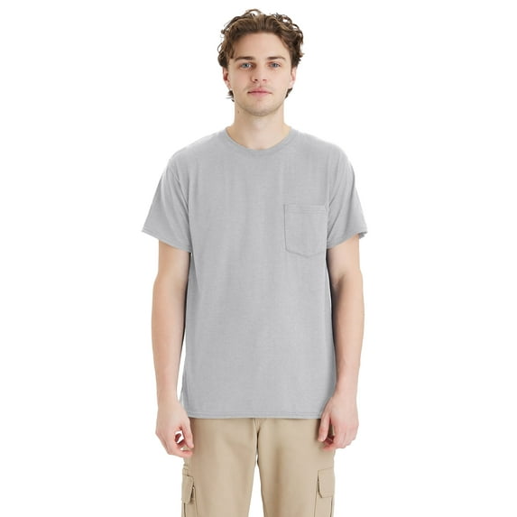 Hanes Workwear X-Temp Men's Pocket T-Shirt, 2-Pack Light Steel 2XL