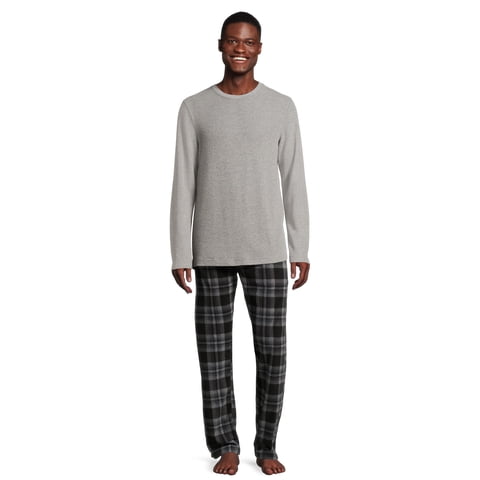 Men's and Big Men's Xtemp Crewneck and Cozy Microfleece Pants Pajama Set, 2-Piece, Sizes S-5XL