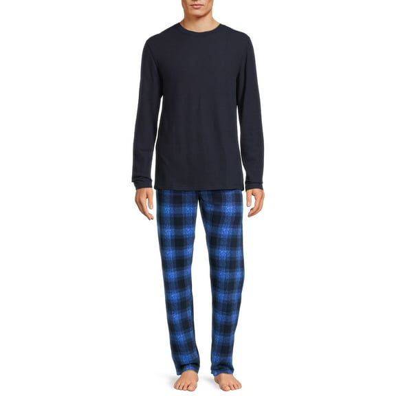 Hanes Men's and Big Men's Xtemp Crewneck and Cozy Microfleece Pants Pajama Set, 2-Piece, Sizes S-5XL
