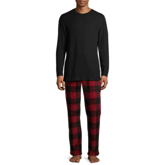 Hanes Men's and Big Men's Xtemp Crewneck and Cozy Microfleece Pants Pajama Set, 2-Piece, Sizes S-5XL