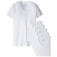 thumbnail image 1 of Hanes Mens 100% Cotton Tag Free 6 Pack V-Neck T Shirts - White, 1 of 2