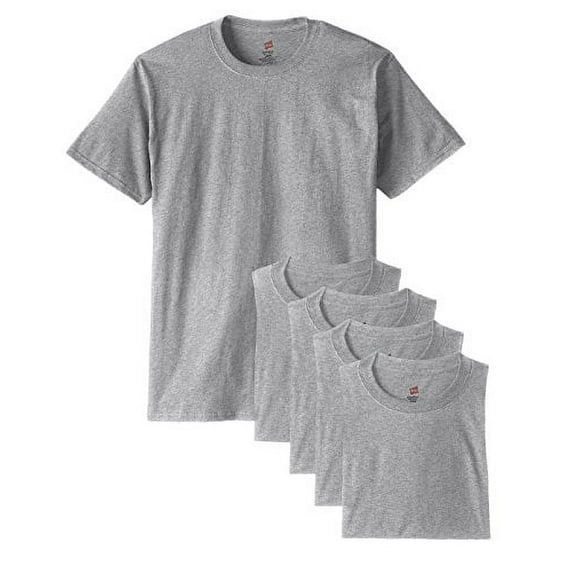 Hanes Mens 5.2 oz HEAVYWEIGHT Short Sleeve T-shirt (Pack of 5) 5 Light Steel
