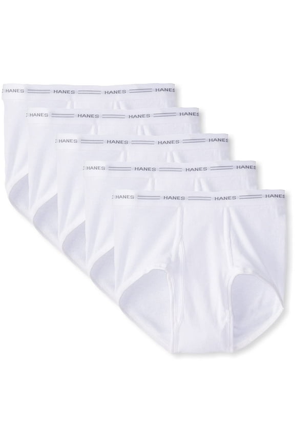 Mens 5-Pack Full Rise Briefs, White, Small
