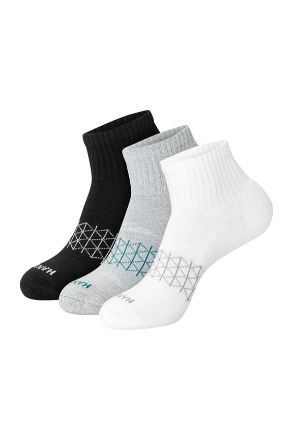 Mens Ankle Socks, Cushioned, Absolute Comfort, 3-Pack, Size 6-12, Black