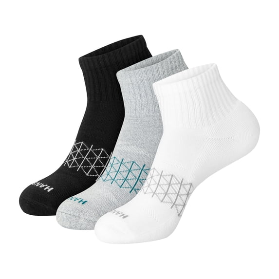 Hanes Mens Ankle Socks, Cushioned, Absolute Comfort, 3-Pack, Size 6-12, Black