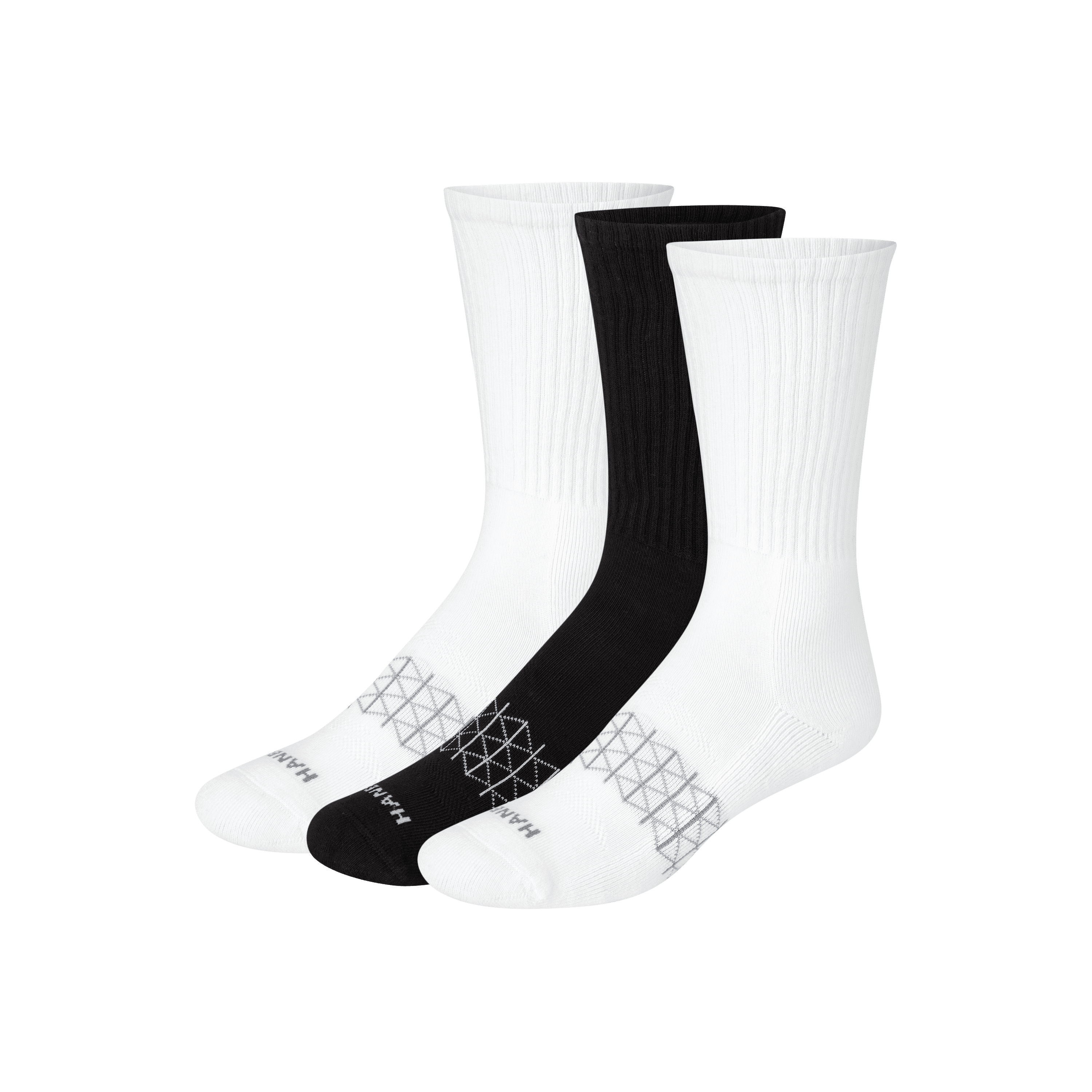 Hanes Mens Absolute Comfort Cushioned Crew Socks, 3-Pairs