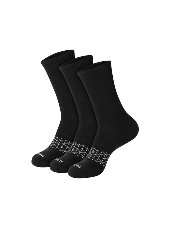 Mens Absolute Comfort Cushioned Crew Socks, 3-Pairs