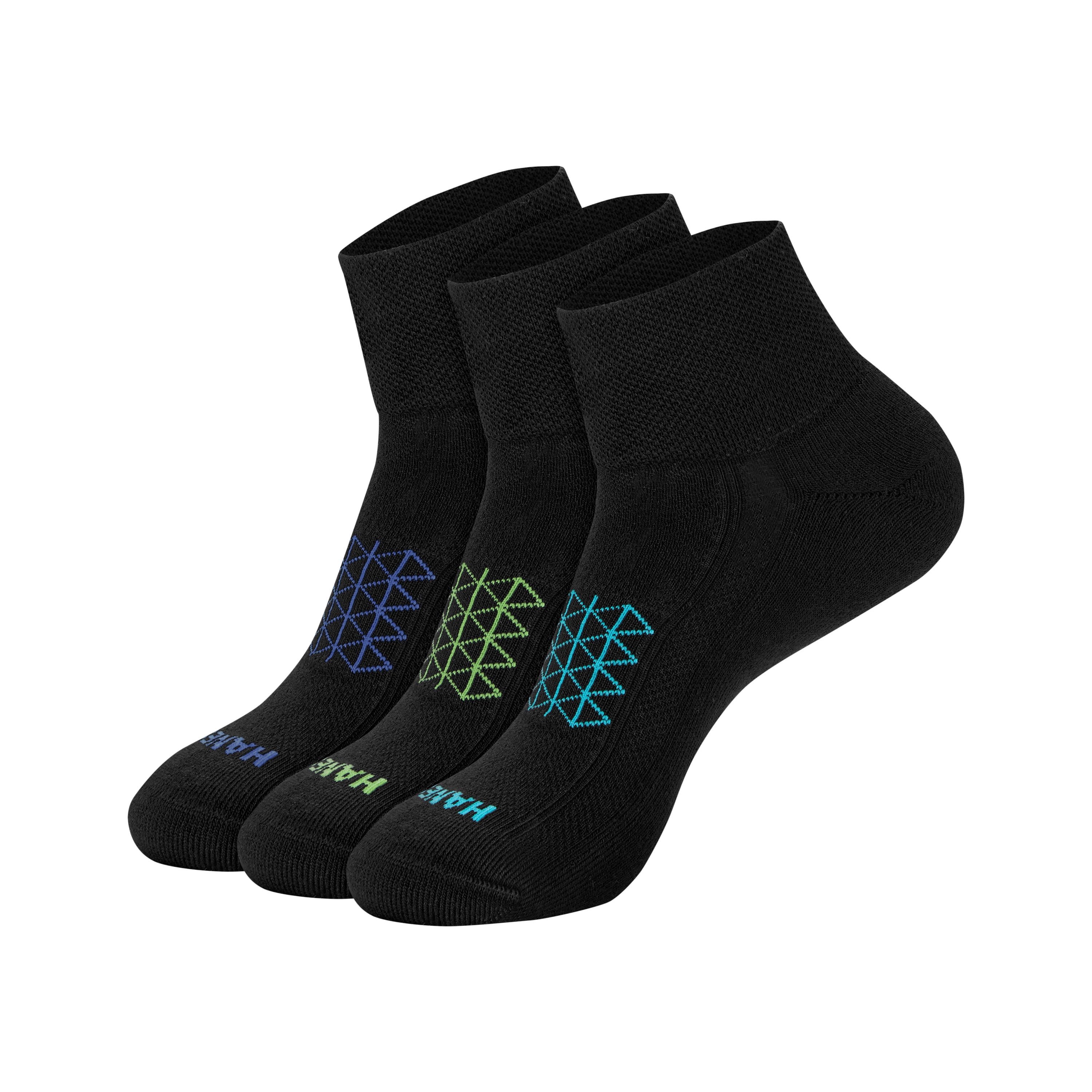 Hanes Mens Ankle Socks, 3-Pack, Absolute Run Quarter Socks for Men, Moisture-Wicking, Cushioned